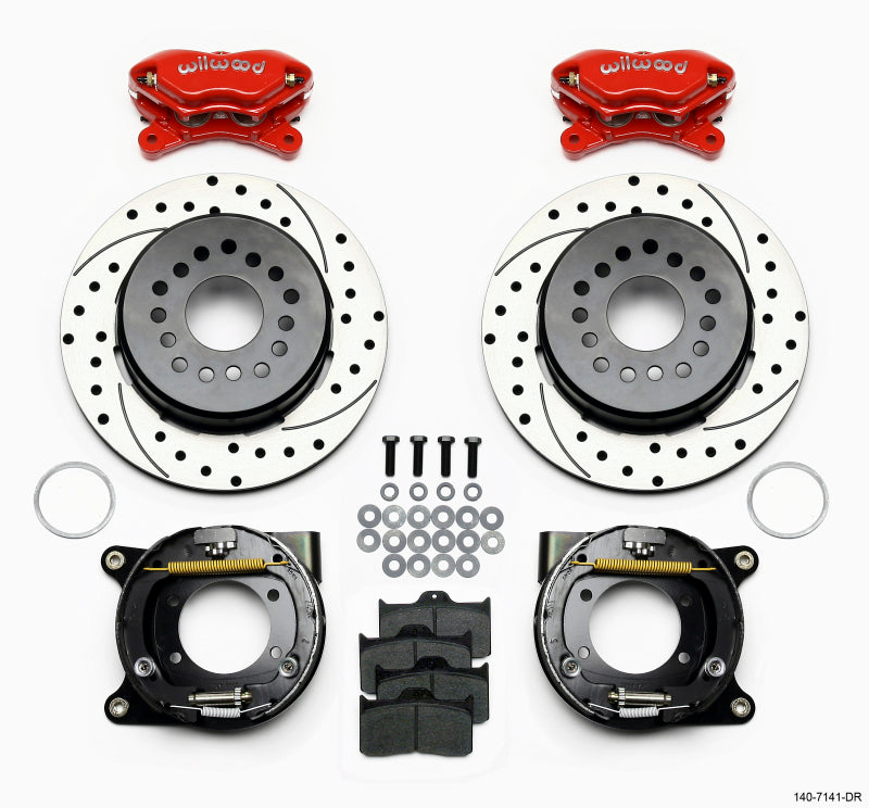 Wilwood Forged Dynalite P/S P-B Kit Drilled-Red Chevy 12 Bolt w/ C-Clips - 140-7141-DR by Wilwood