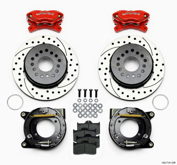 Wilwood Forged Dynalite P/S P-B Kit Drilled-Red Chevy 12 Bolt w/ C-Clips - 140-7141-DR by Wilwood