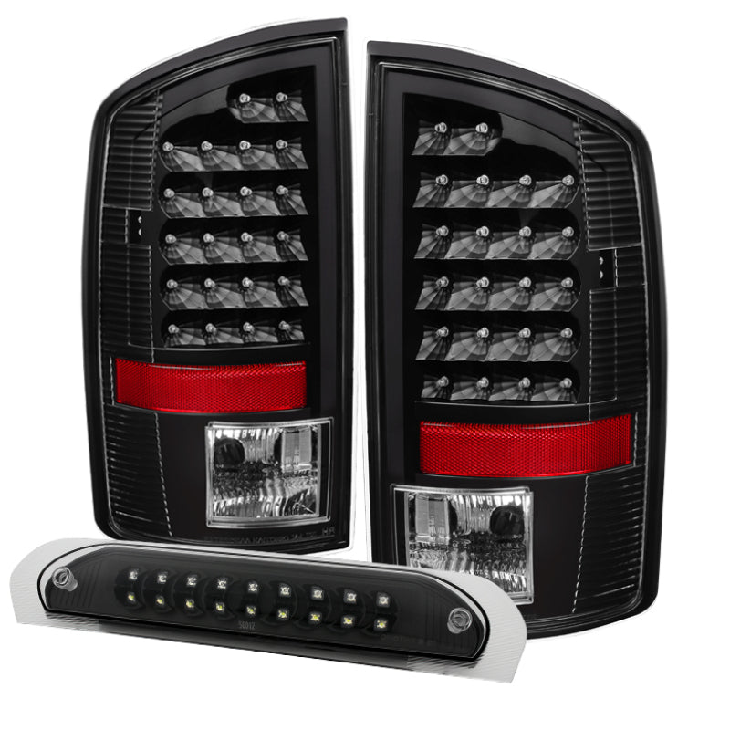 Xtune Dodge Ram 02-06 1500 LED Tail Light w/ LED 3rd Brake Lamps- Black ALT-JH-DR02-LED-SET-BK - 9032769
