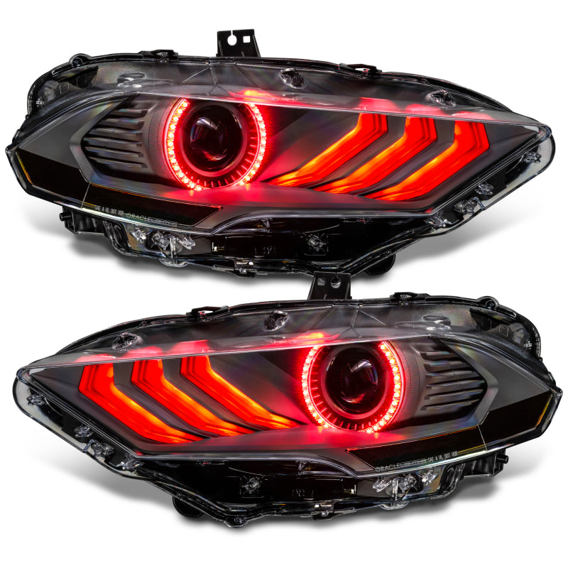 Oracle Lighting 18-23 Ford Mustang Dynamic ColorSHIFT LED Headlights - Black Series - 8204-332
