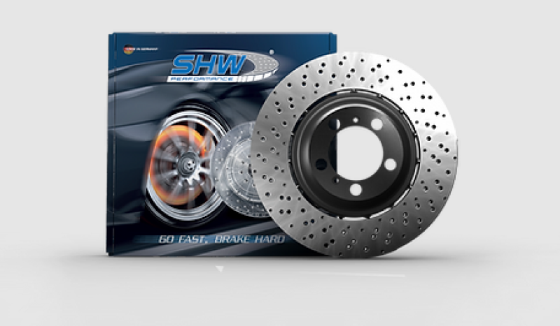 SHW 18-21 BMW M5 4.4L Left Front Cross-Drilled Lightweight Brake Rotor (34117991101) - BFL42501 for 2018-2023 BMW M5 - front 