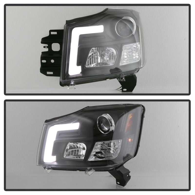 Spyder 04-15 Nissan Titan / 04-07 Nissan Armada V2 Projector Headlights - Black PRO-YD-NTI04-DRL-BK - 5085504