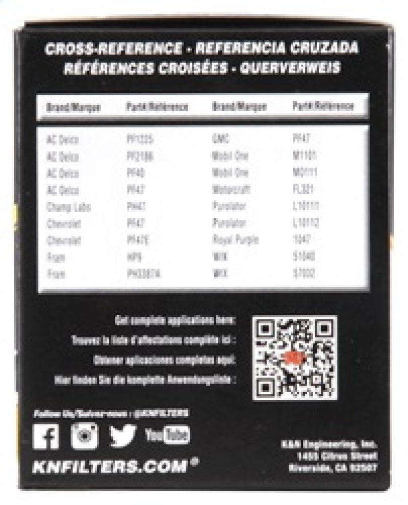 K&N Chevy / Pontiac / GMC / Buick Performance Gold Oil Filter - HP-1001