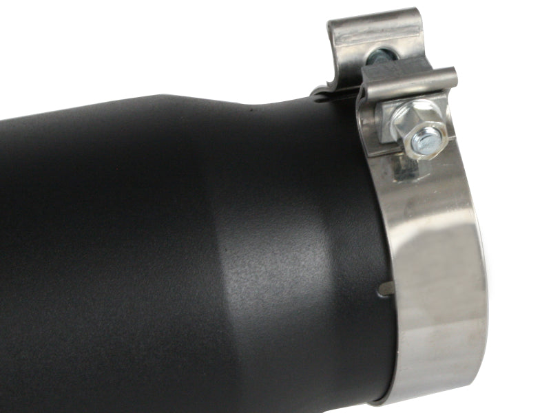 aFe Power Diesel Exhaust Tip Black- 4 in In x 5 out X 12 in Long Bolt On (Right) - 49T40501-B12