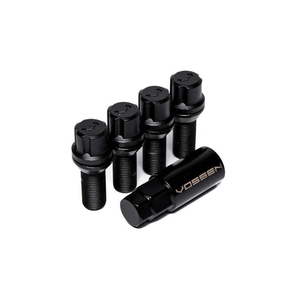 Vossen 30mm Lock Bolt - 14x1.5 - 17mm Hex - Cone Seat - Black (Set of 4) - LUG-BL1450-30-BC by Vossen