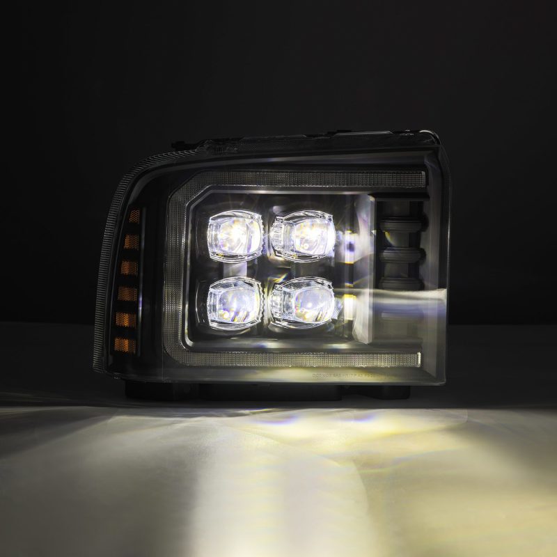 AlphaRex 05-07 Ford F250/350/450/550 Super Duty NOVA LED Proj HL Blk w/Actv Light &amp; Seq Sig + SB DRL - 880319