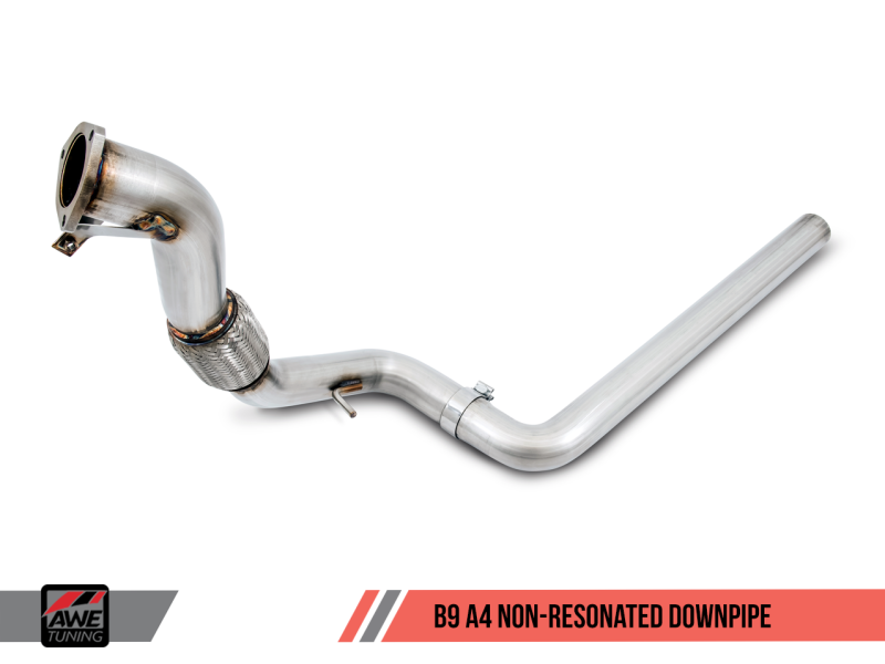 AWE Tuning Audi B9 A4 Track Edition Exhaust Dual Outlet - Diamond Black Tips (Includes DP) - 3020-33026