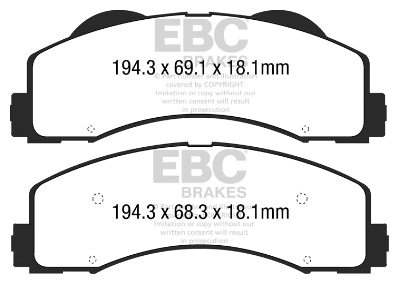 EBC 15+ Ford F150 2.7 Twin Turbo (2WD) Greenstuff Front Brake Pads - DP63034