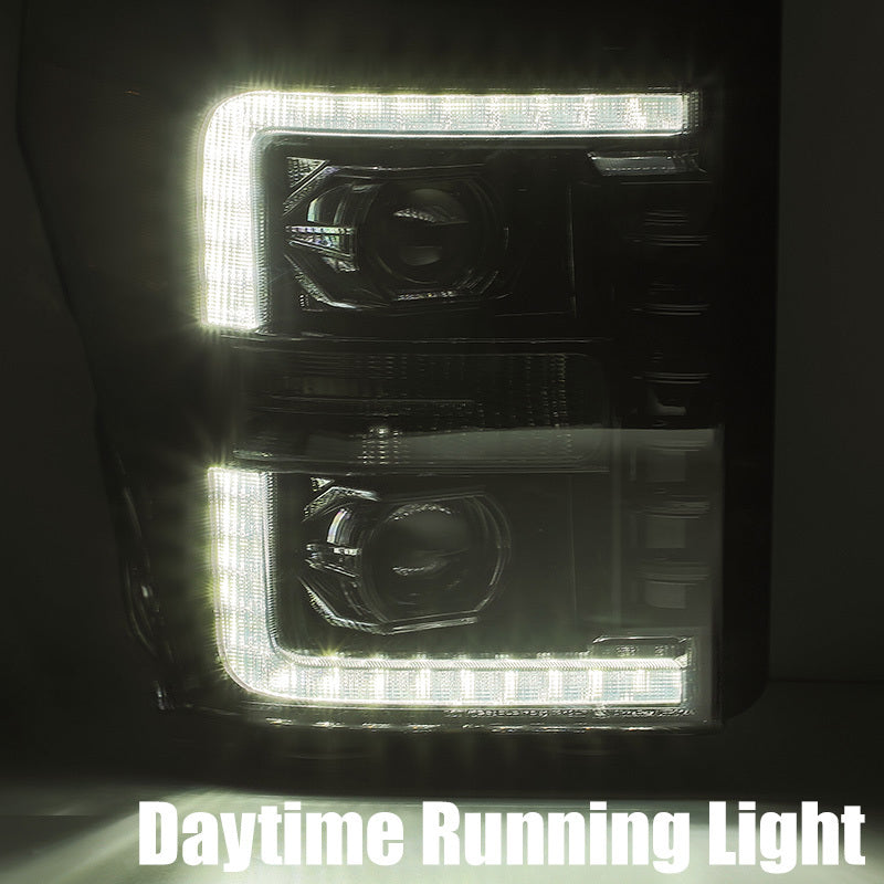 AlphaRex 11-16 Ford F-350 SD LUXX LED Proj Headlights Plank Style Alpha Blk w/Activ Light/Seq Signal - 880143