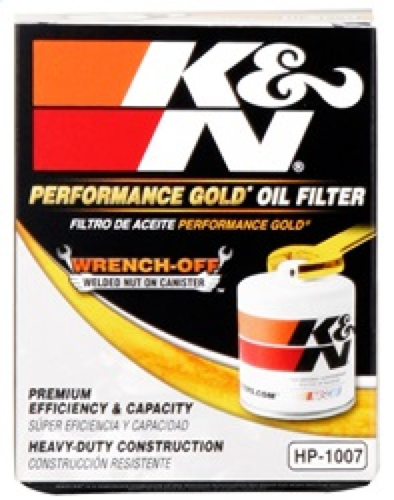 K&N Buick / Chevrolet / Oldsmobile Performance Gold Oil Filter - HP-1007 for 1997-2006 Chevrolet Corvette - front view