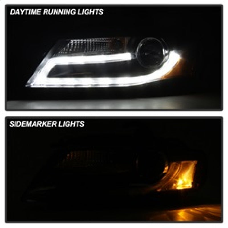 Spyder Audi A4 09-12 Projector Headlights Halogen Model Only - DRL LED Black PRO-YD-AA408-DRL-BK - 5081544