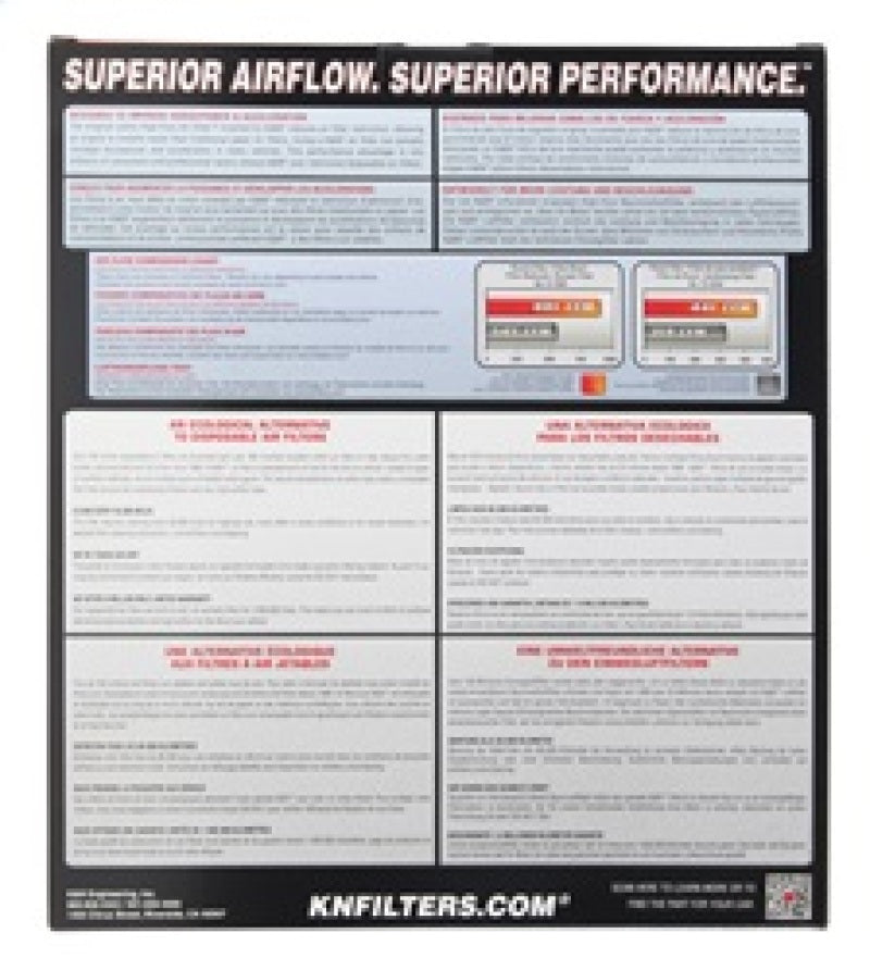 K&N Replacement Panel Air Filter 12.313in OS L x 10.313in OS W x 1.188in H for 13-14 Cadillac ATS - 33-2496 for 2016-2024 Che