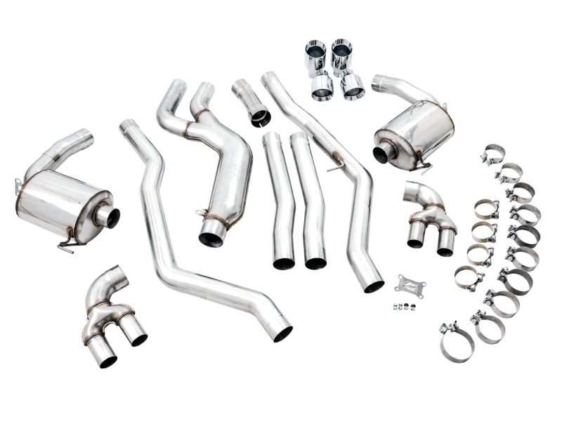 AWE Tuning 2019+ BMW M340i (G20) Non-Resonated Touring Edition Exhaust - Quad Chrome Silver Tips - 3015-42148