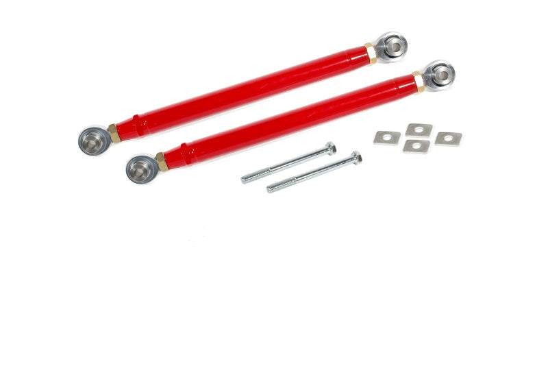 BMR 16-17 6th Gen Camaro Rear Double Adj. Rod Ends Toe Rods - Red - TR007R for 2016-2024 Chevrolet Camaro - front view