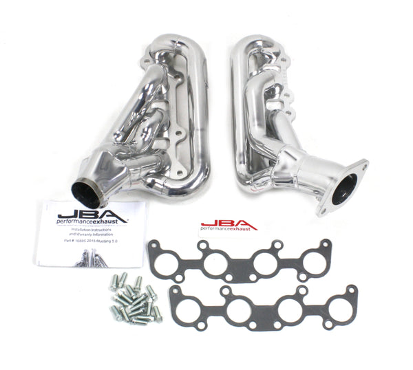 JBA 15-20 Ford Mustang 5.0L 1-3/4in Stainless Steel Silver Ceramic Shorty Header - 1689SJS for 2015-2022 Ford Mustang - front