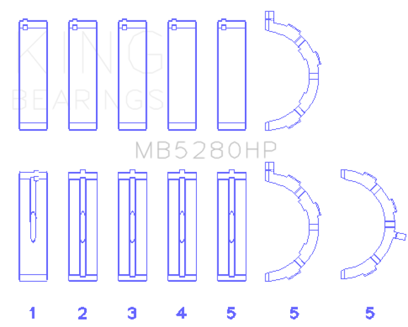 King Ford Prod. V8 4.6L/5.4L Will Not Fit 13-14 GT500 (Size STD) Performance Main Bearing Set - MB5280HP