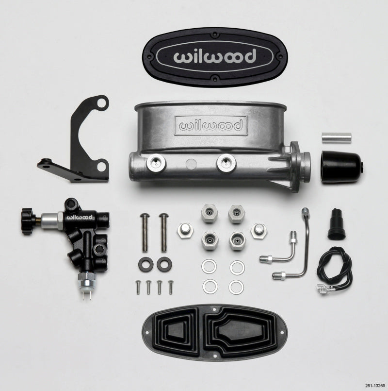 Wilwood HV Tandem M/C Kit w L/H Bracket & Prop Valve - 1in Bore - 261-13269 by Wilwood - front view