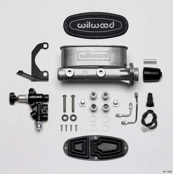 Wilwood HV Tandem M/C Kit w L/H Bracket & Prop Valve - 1in Bore - 261-13269 by Wilwood - front view