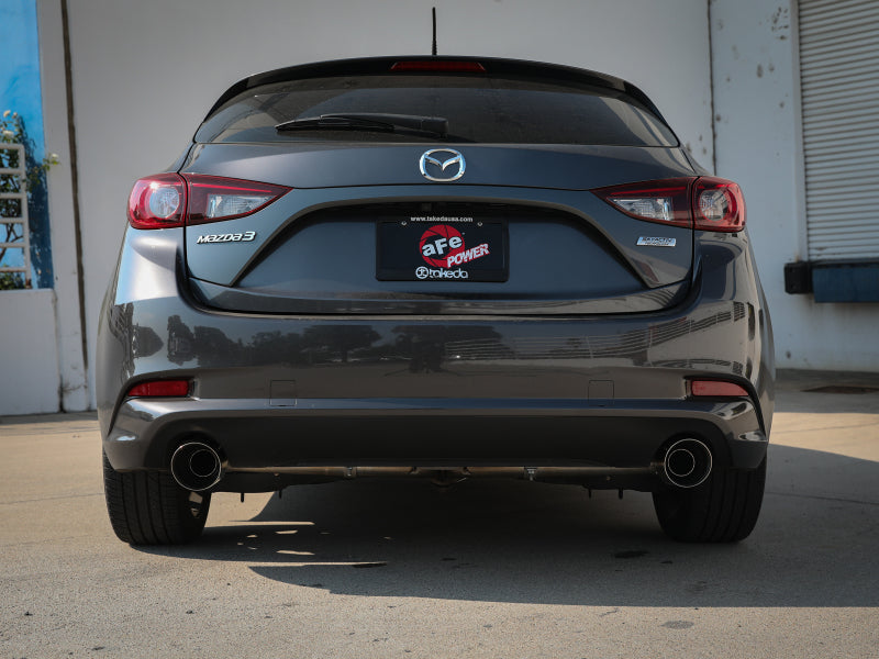 aFe Takeda 2-1/2in 304 SS Axle-Back Exhaust w/ Polished Tips 14-18 Mazda 3 L4 2.0L/2.5L - 49-37014-P
