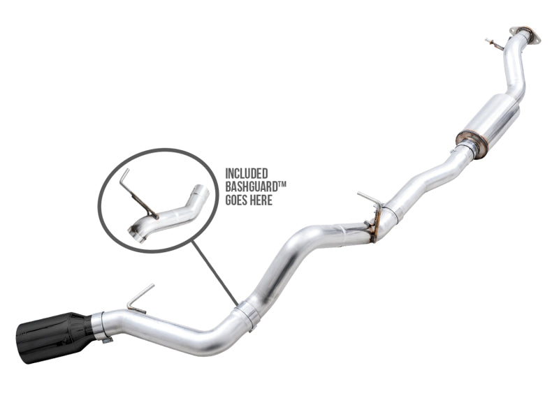 AWE Tuning 2021+ Ford Bronco 0FG Single Rear Exit Exhaust w/Diamond Black Tip &amp; Bash Guard - 3015-23789