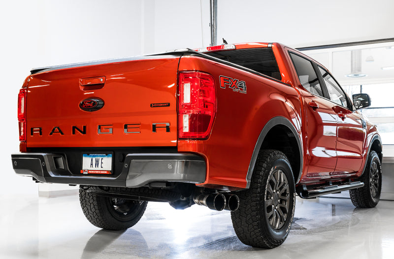AWE Tuning 2019+ Ford Ranger 0FG Performance Exhaust System w/Diamond Black Tips &amp; Rock Guard - 3015-23064