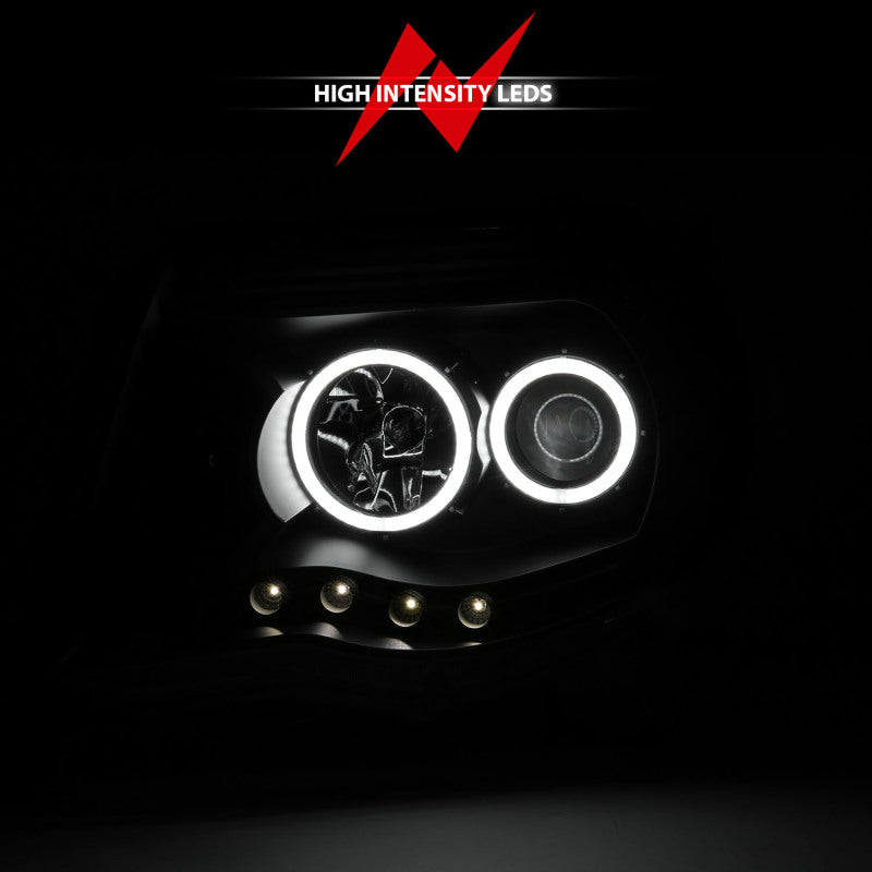 ANZO 2005-2011 Toyota Tacoma Projector Headlights w/ Halo Black - 121282