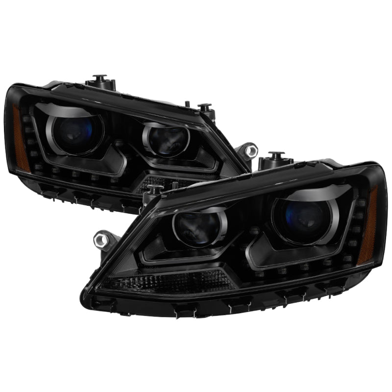 xTune Volkswagen Jetta 11-14 DRL Projector Headlights - Black Smoked PRO-JH-VJ11-DRL-BSM - 9036682