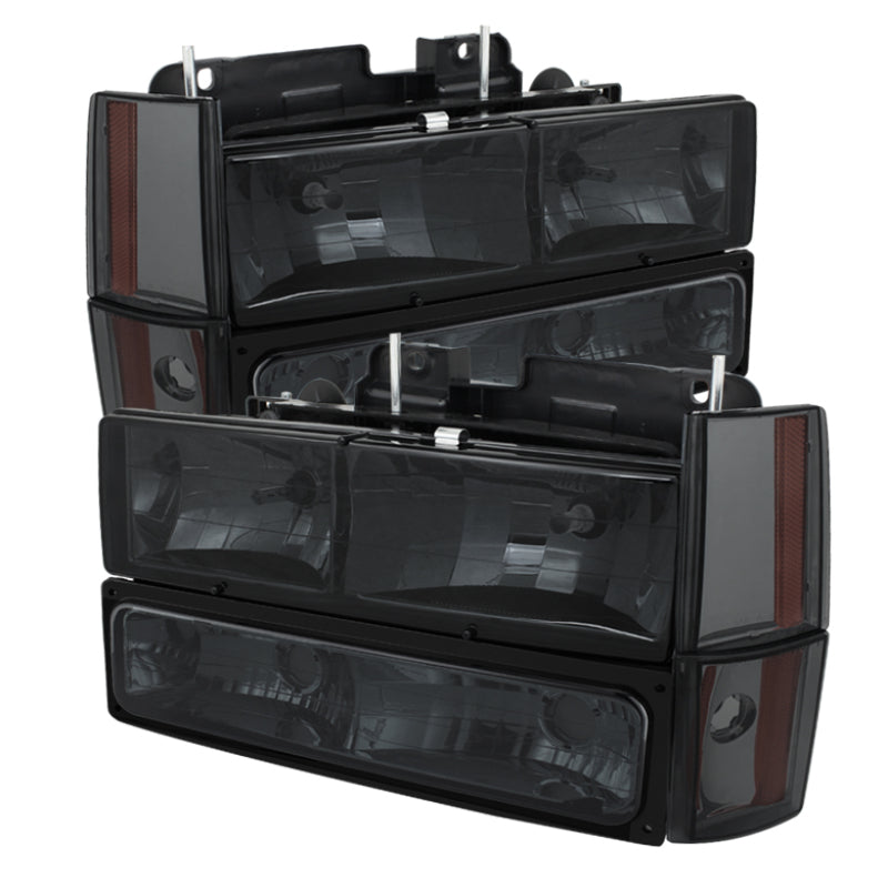 Xtune GMC Yukon 92-93 Crystal Headlights w/ Corner &amp; Bumper Smoke HD-JH-GMCCK88-AM-SM-SET - 5073525
