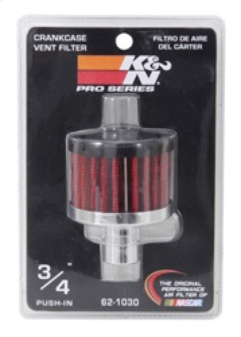K&N Steel Base Crankcase Vent Filter .75in Vent OD x 2in OD x 1.5in Height - 62-1030 by K&N Engineering - angle view