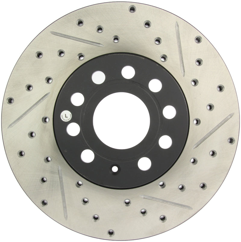 StopTech Slotted & Drilled Sport Brake Rotor - 127.33110L for 2005-2022 Volkswagen Jetta - front view