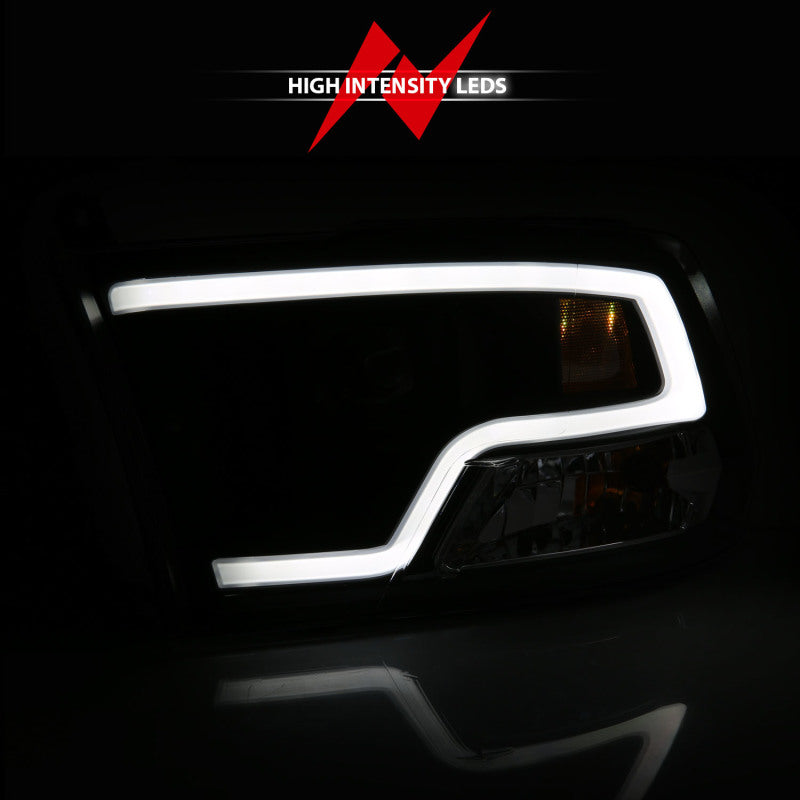 ANZO 09-18 Dodge Ram 1500 Plank Style Projector Headlights Black w/ Halo - 111404