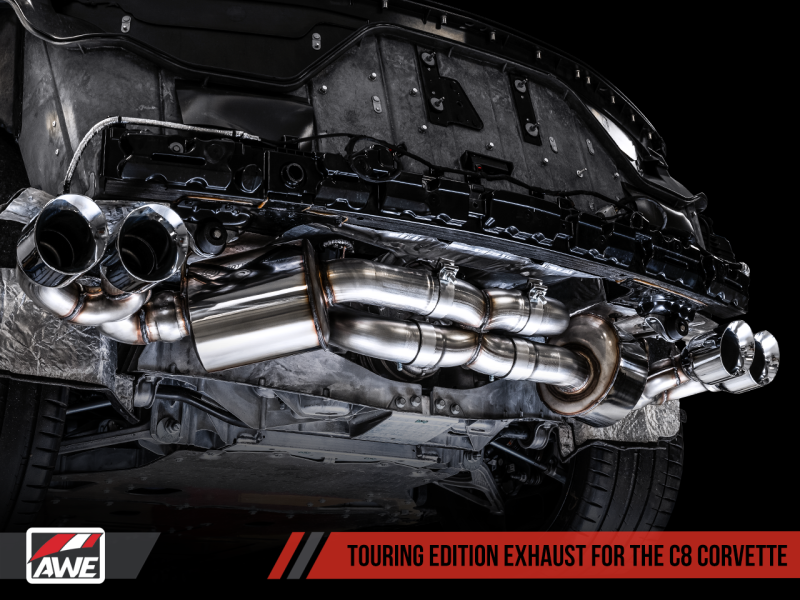AWE Tuning 2020 Chevrolet Corvette (C8) Touring Edition Exhaust - Quad Diamond Black Tips - 3015-43159