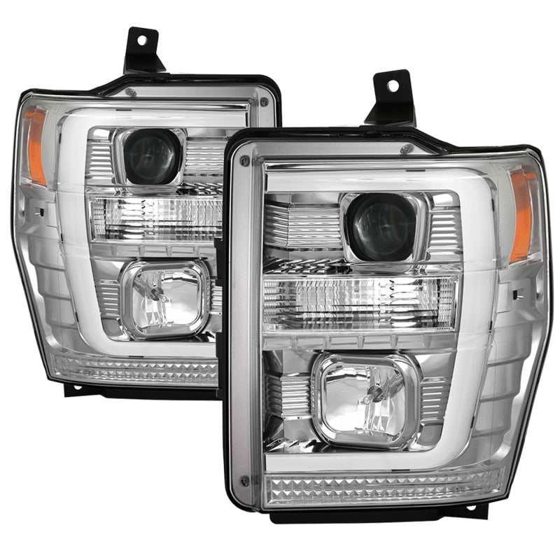 Spyder 08-10 Ford F-250 Ver 2 Proj Headlight - Switch Back Light Bar - Chrome - PRO-YD-FS08V2-SBLB-C - 5086211