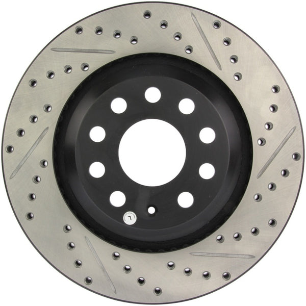 StopTech 09 VW Passat CC / 06-09 Passat Slotted & Drilled Left Rear Rotor - 127.33113L for 2015-2023 Volkswagen GTI - front v