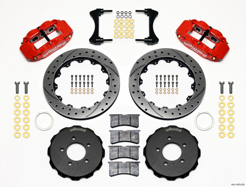 Wilwood Narrow Superlite 6R Front Hat Kit 12.88in Drill Red 2006-Up Civic / CRZ - 140-11978-DR for 2006-2015 Honda Civic