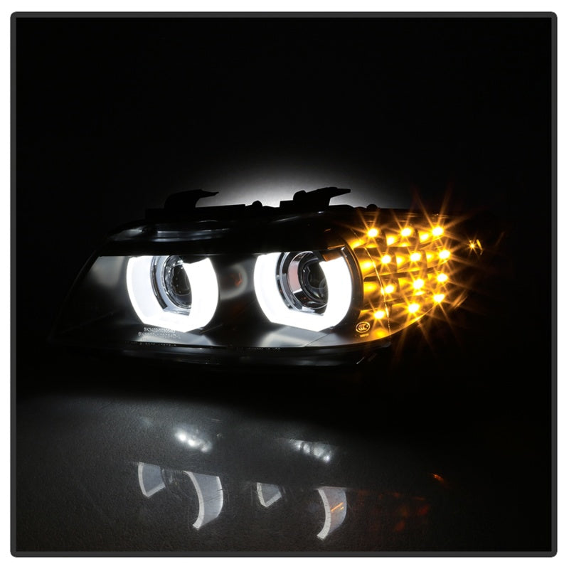 Spyder 09-12 BMW E90 3-Series 4DR Projector Headlights Halogen - LED - Black - PRO-YD-BMWE9009-BK - 5086488