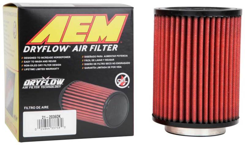 AEM Aif Filter, 3inFLG/ 5inOD/ 6-1/2inH Dry Flow - 21-2036DK