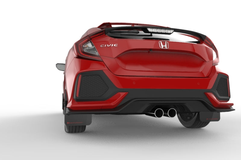 Rally Armor 17-19 Honda Civic Sport &amp; Touring (Hatch) Black UR Mud Flap w/ Red Logo - MF51-UR-BLK/RD