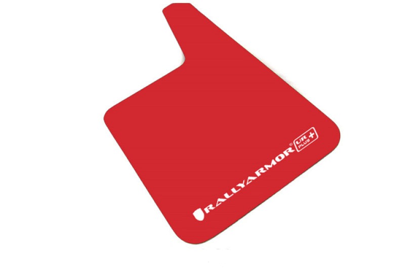 Rally Armor Universal Fit (No Hardware) UR Plus Red UR Mud Flap w/ White Logo - MF20-URP-RD/WH