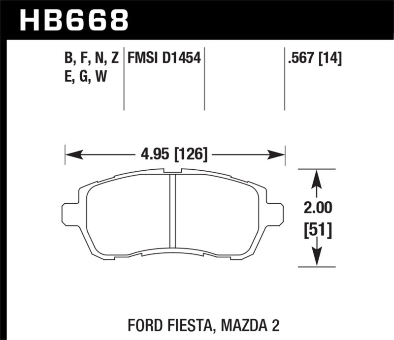 Hawk 11-12 Ford Fiesta S/SE/SEL / 11-12 Mazda 2 Sport/Touring DTC-60 Front Race Brake Pads - HB668G.567
