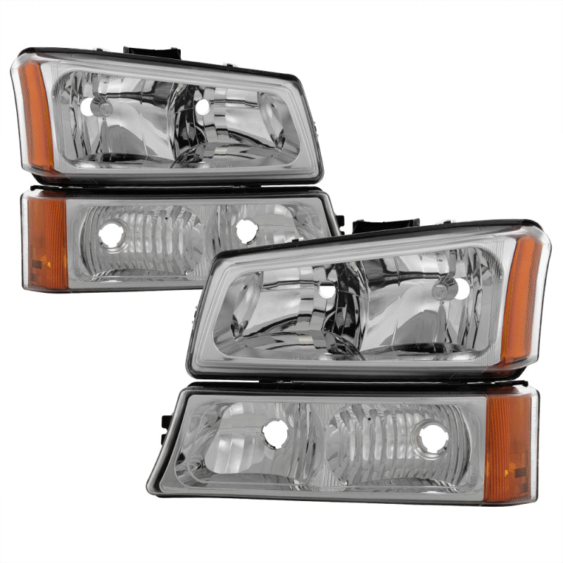 Xtune Chevy Silverado 2500HD 03-06 Crystal Headlights w/ Bumper Lights Chrome HD-JH-CSIL03-AM-C-SET - 5064912