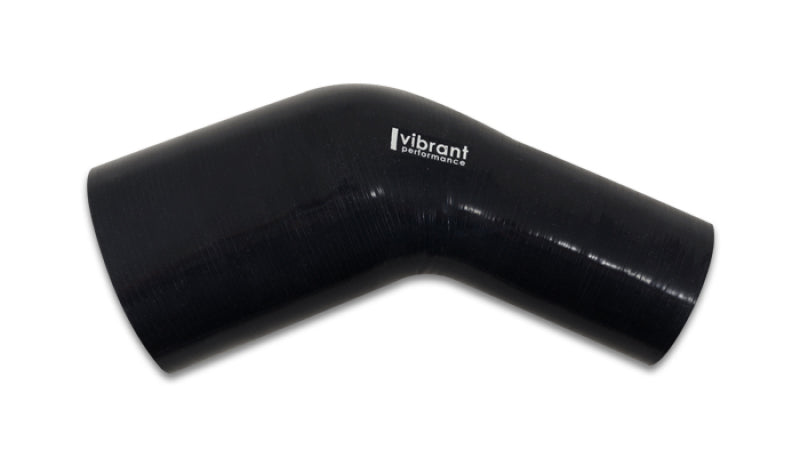 Vibrant 2.25in ID x 2.50in ID Gloss Black Silicone 45 Degree Transition Elbow - 19758