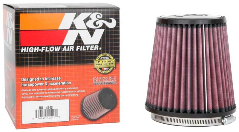 K&N Filter Universal Rubber Filter Round Tapered 4.5in  Flange 5.875in Base 4.5 inch Top 6in  Height - RU-4740