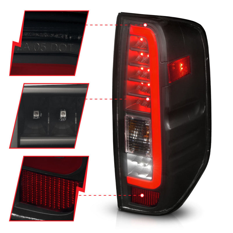 ANZO 2005-2021 Nissan Frontier LED Taillights Black Housing/Smoke Lens - 311444