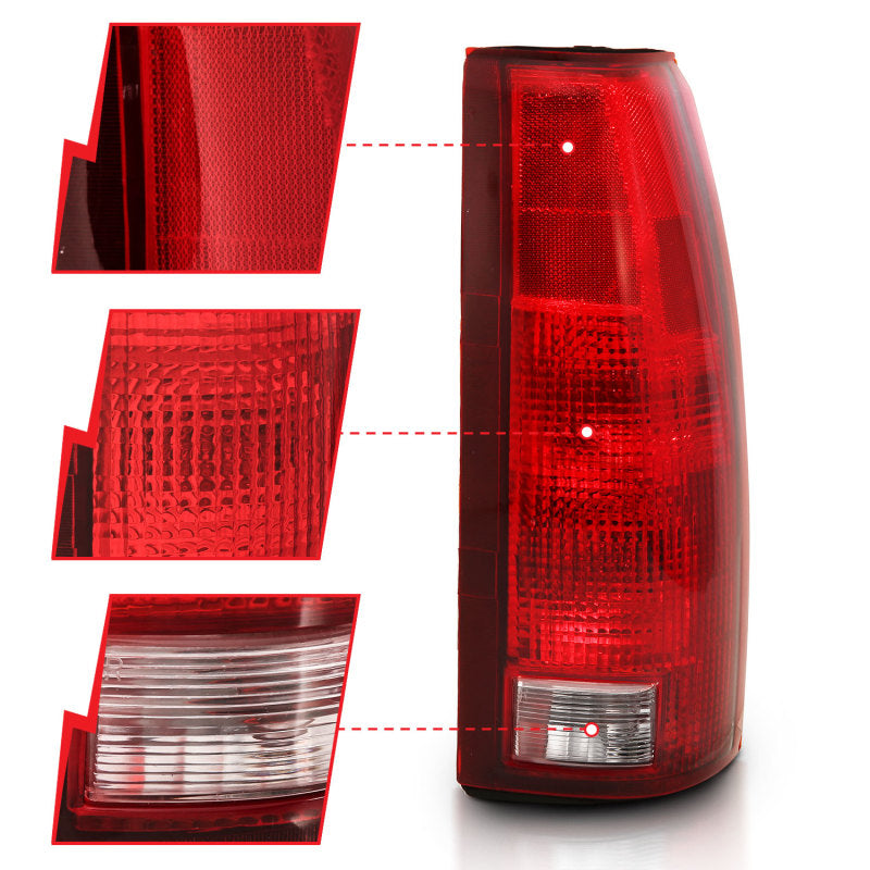 ANZO 1988-1999 Chevy C1500 Taillight Red/Clear Lens w/ Circuit Board(OE Replacement) - 311300