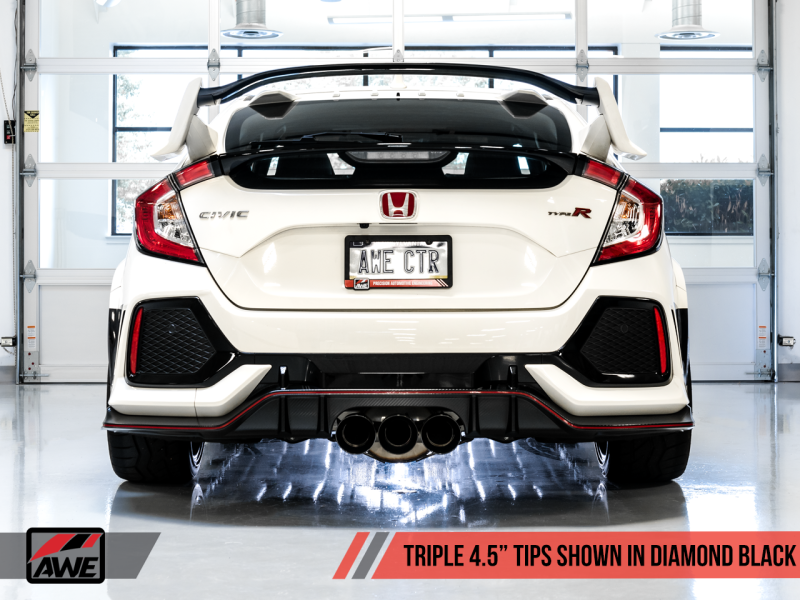 AWE Tuning 2017+ Honda Civic Type R Track Edition Exhaust w/Front Pipe &amp; Triple Diamond Black Tips - 3020-53002