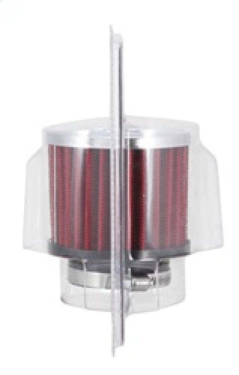 K&amp;N 1.75in Flange ID x 3in OD x 2.5in H Chrome Finish Rubber Base Crankcase Vent Filter - 62-1480