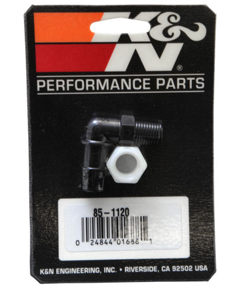 K&amp;N Air Filter Vent Kit - White - 90 Degree Plastic 0.50in Flange 1.75in H 1.75in L - 85-1120