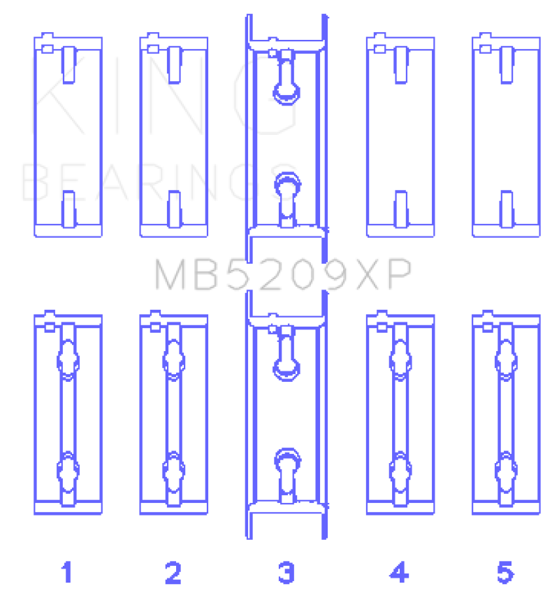 King Mitsubishi 4G63/4G64 7 Bolt 2nd Gen DSM and EVO I-IV (Size 0.25mm) Performance Main Bearing Set - MB5209XP0.25