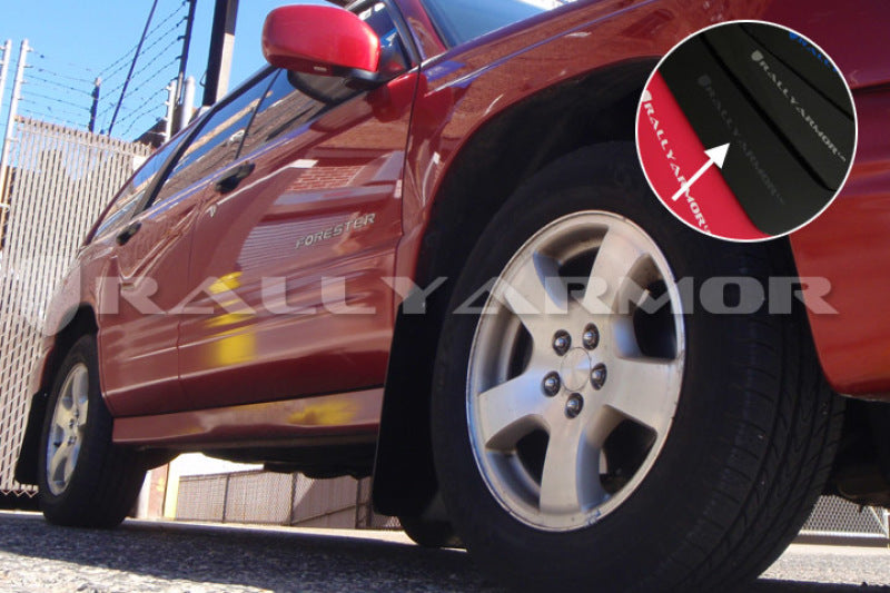 Rally Armor 98-02 Subaru Forester Black UR Mud Flap w/ Grey Logo - MF13-UR-BLK/GRY